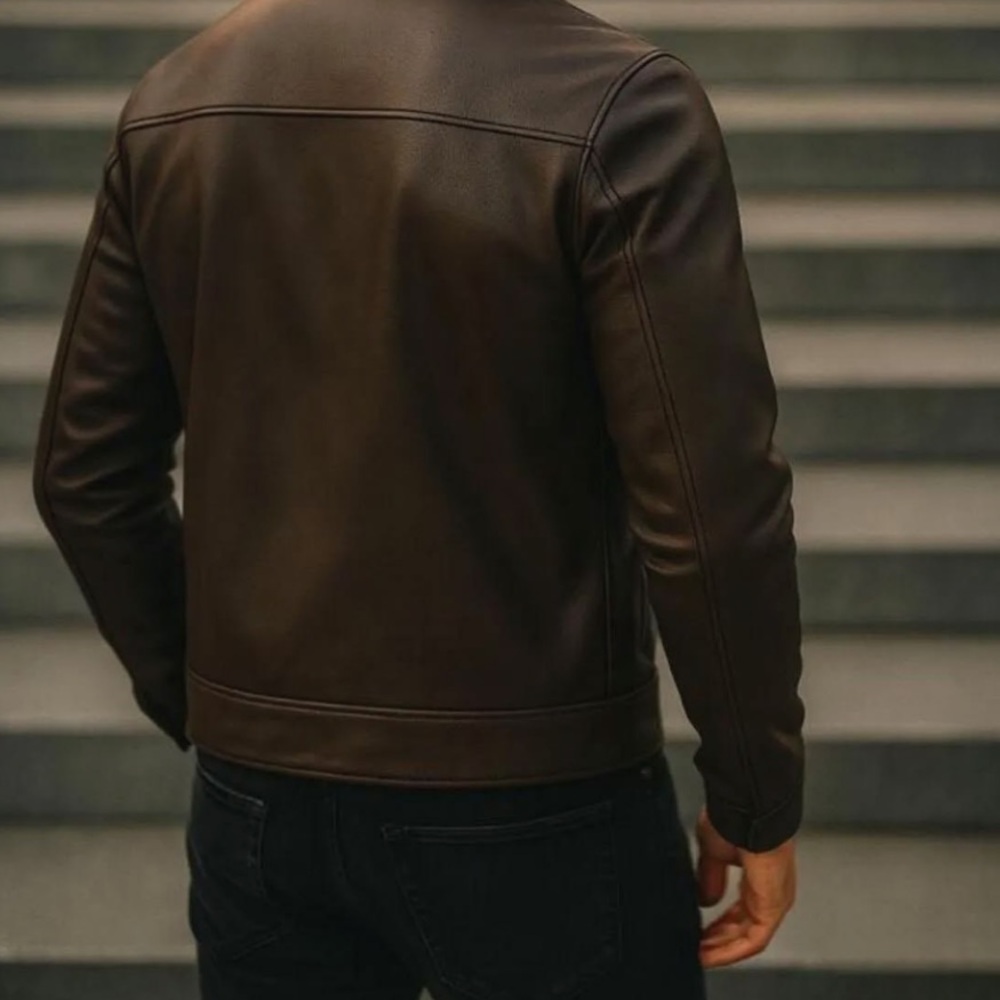 Banana Republic Men's Brown Leather Jacket Classic - Picture 7 of 9